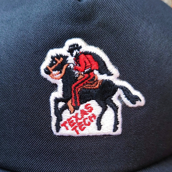 Vintage Texas Tech University Red Raiders NCAA AJD Snapback Trucker Cap Hat 80s - Picture 2 of 11